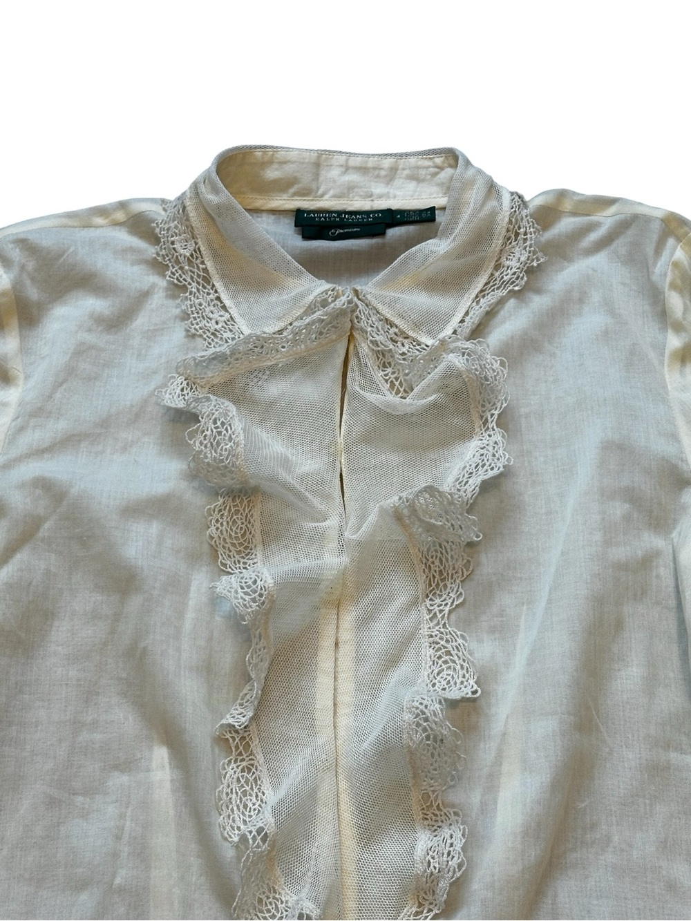Ralph Lauren Victorian Blouse Lace Ruffles Bell Sleeve Feminine Romantic Cottage - Picture 2 of 8